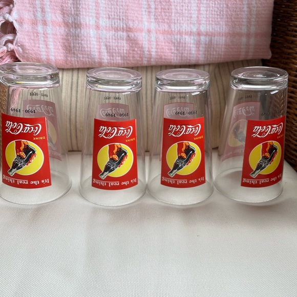 Set of 4 Vintage Coca-Cola Drinking Glasses Anniversary 1930-1949 Limited Rare - Picture 4 of 5